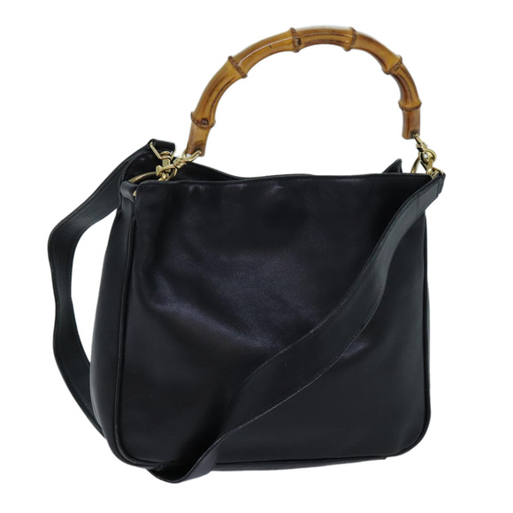 Gucci Handbags - GUCCI Bamboo Shoulder Bag Leather 2way Black Auth 70623